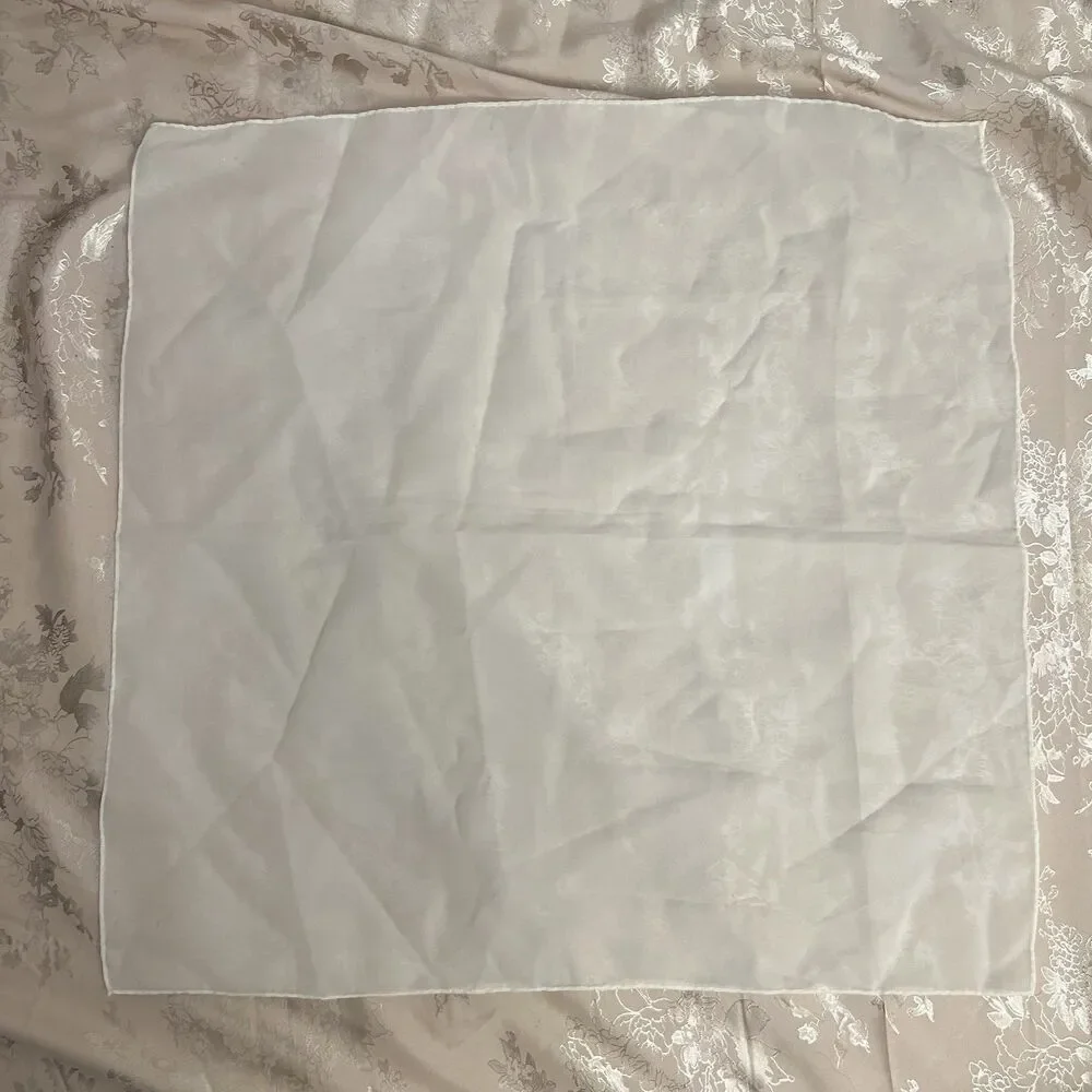 Vintage Sheer White Square Scarf 21